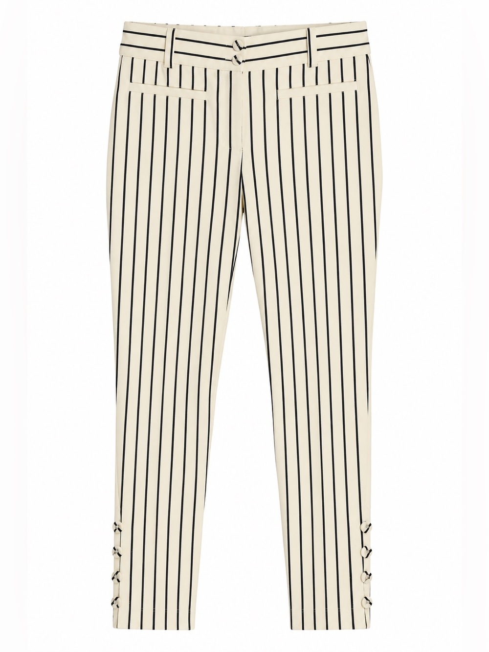 Anthropologie Essential Slim Pinstripe Cropped Trousers Cream Navy 12